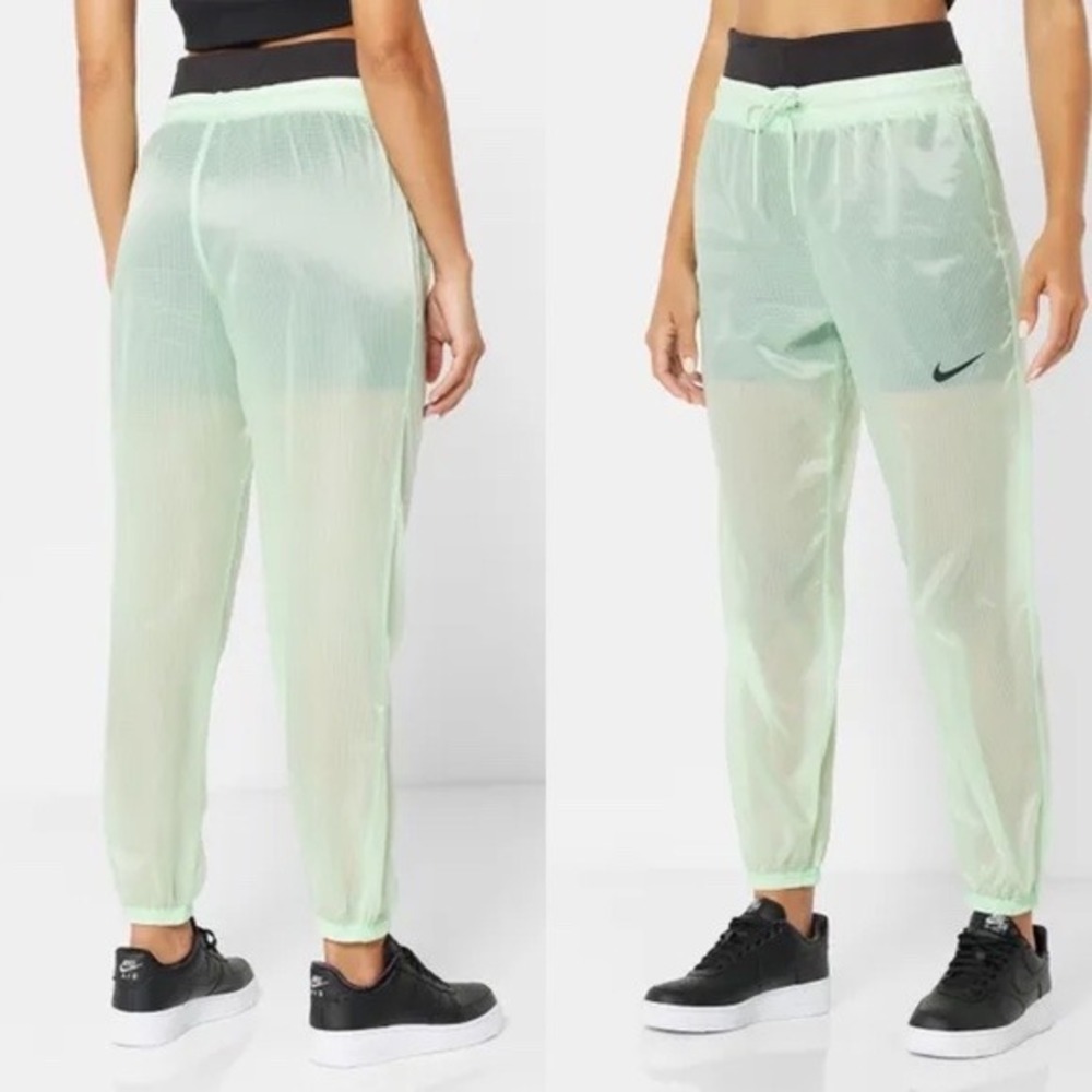 NWT Nike Women Lime Green Ripstop Mesh Lined Pants‎ Joggers CJ3008-318 Size M